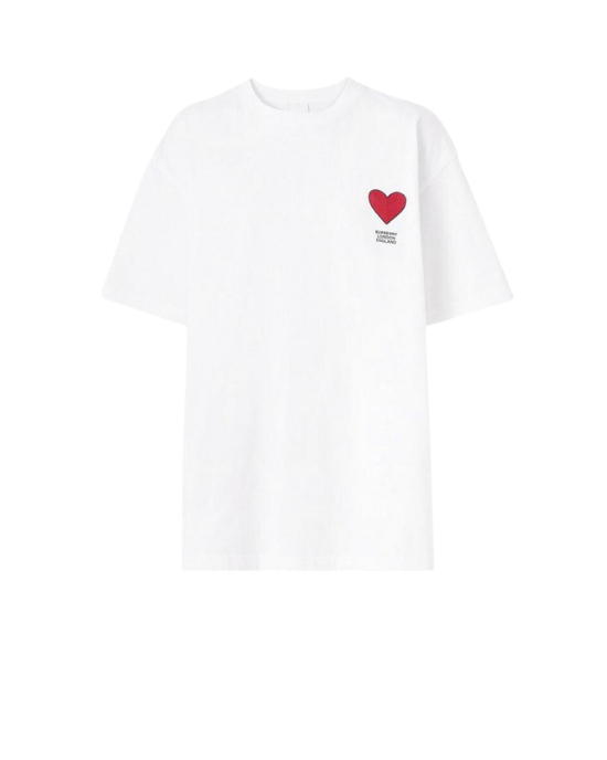 Burberry Tricou din bumbac alb cu inimă brodată