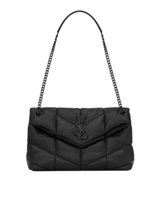 Saint Laurent – Geantă de umăr Puffer Small din piele de miel matlasată, neagră