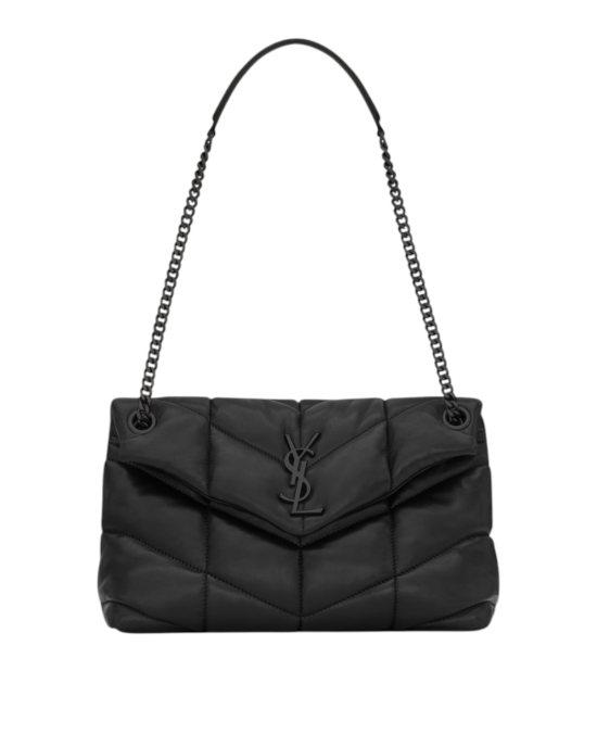 Saint Laurent – Geantă de umăr Puffer Small din piele de miel matlasată, neagră
