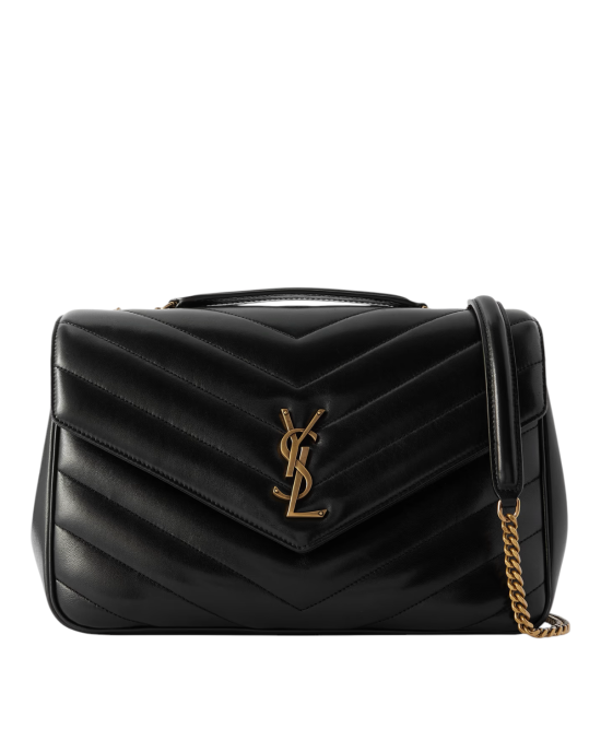 Saint Laurent – Geantă de umăr Loulou Large din piele matlasată, neagră