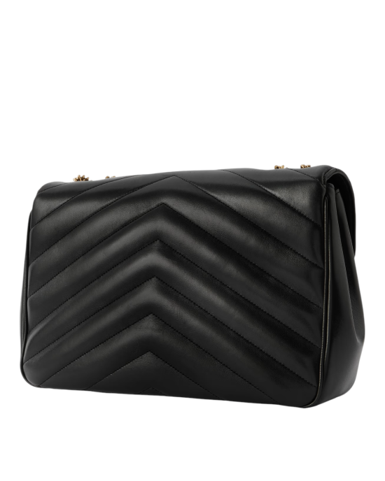 Saint Laurent – Geantă de umăr Loulou Large din piele matlasată, neagră