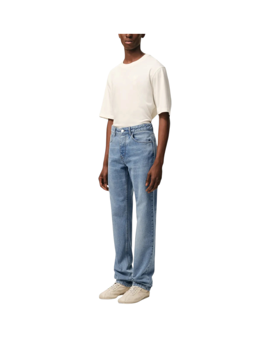 AMI Paris jeans din bumbac croială clasică albastru prespălat