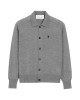 AMI Paris Cardigan din lână merinos, gri, cu guler și broderie Ami de Coeur