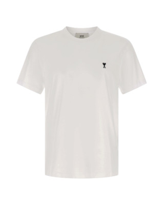 AMI Paris Tricou alb cu logo Ami de Coeur brodat