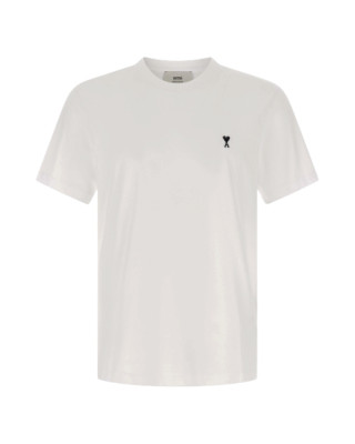AMI Paris Tricou alb cu logo Ami de Coeur brodat