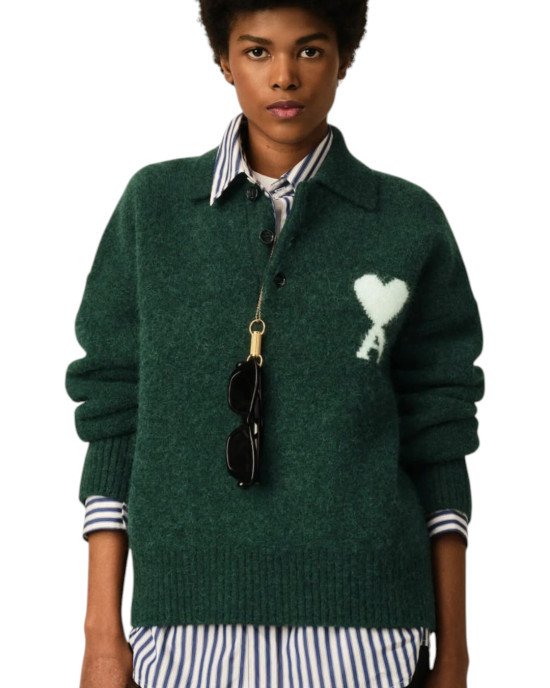 AMI PARIS – Pulover din tricot cu logo Ami de Coeur