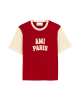 AMI Paris  Tricou din bumbac organic, roșu rubiniu, cu broderie logo