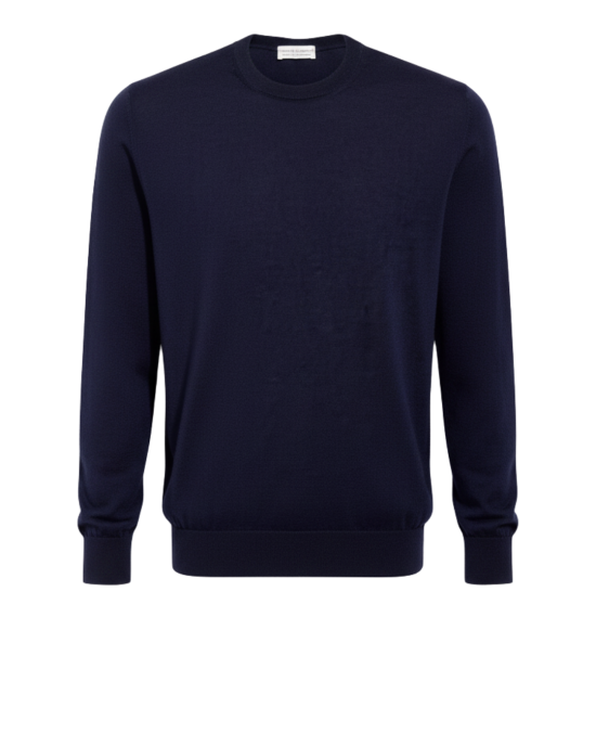 Filippo de Laurentiis Pulover Guler Rotund Navy Blue Premium