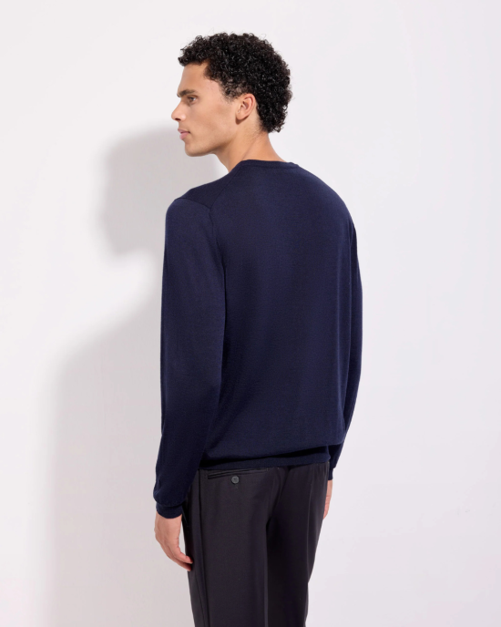 Filippo de Laurentiis Pulover Guler Rotund Navy Blue Premium