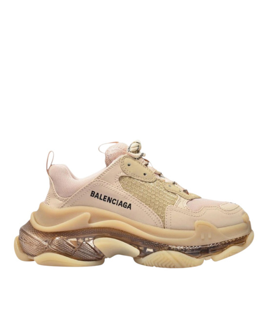 Balenciaga Sneakers Triple S Clear Sole – Nude Fabric / Piele