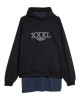  Balenciaga – Hanorac negru oversize XXL cu logo brodat și tricou atașat