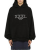  Balenciaga – Hanorac negru oversize XXL cu logo brodat și tricou atașat