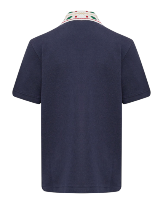 Casablanca Tricou polo Laurel Piqué bleumarin