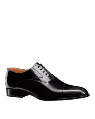 Dior Timeless – Pantofi Oxford bărbați din piele de vițel, gri și negru, cu motiv Dior Oblique