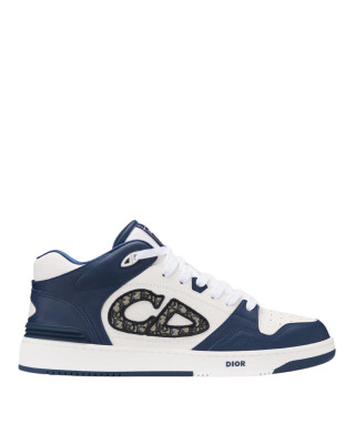Dior B57 Mid-Top – Sneakers bărbați din piele de vițel, bleumarin și alb, cu Dior Oblique