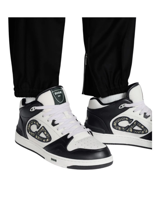 Dior B57 Mid-Top – Sneakers bărbați din piele, albi, cu logo Dior Oblique