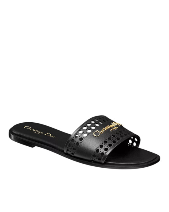 Dior – Papuci de damă D-Lane din piele de vițel neagră