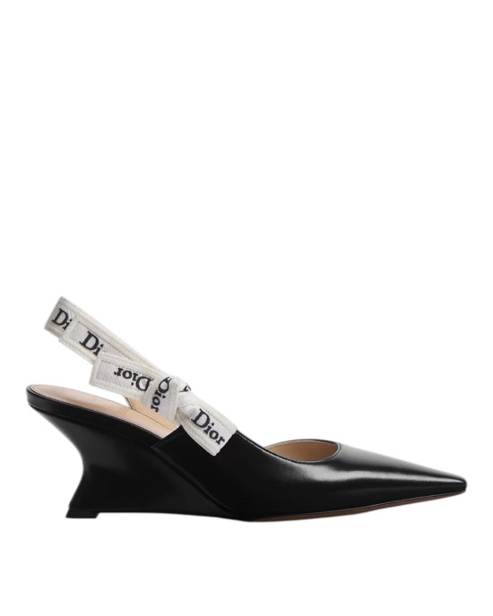 Dior J'Adior – Pantofi slingback damă din piele de miel neagră, cu toc wedge de 6,5 cm