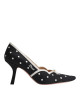 Dior Romance – Pantofi damă negri din bumbac brodat cu buline albe PolkaDior, toc 8,5 cm