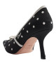 Dior Romance – Pantofi damă negri din bumbac brodat cu buline albe PolkaDior, toc 8,5 cm