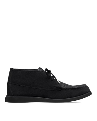 Dior – Ghete Granville Chukka negre din piele întoarsă și material textil