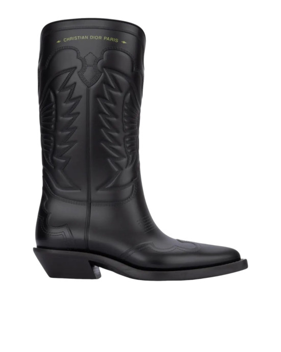 Dior – Cizme de damă Wind din cauciuc negru, cu toc de 4,5 cm