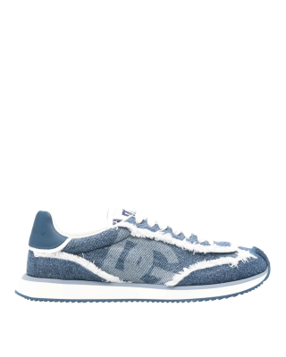 Dolce & Gabbana – Pantofi sport Aria DG albaștri, cu detalii din piele