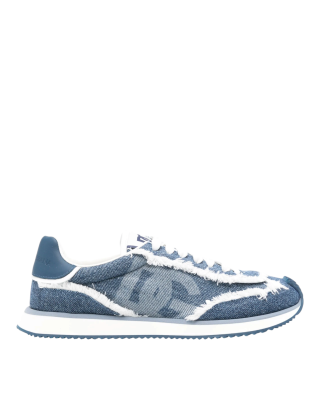 Dolce & Gabbana – Pantofi sport Aria DG albaștri, cu detalii din piele
