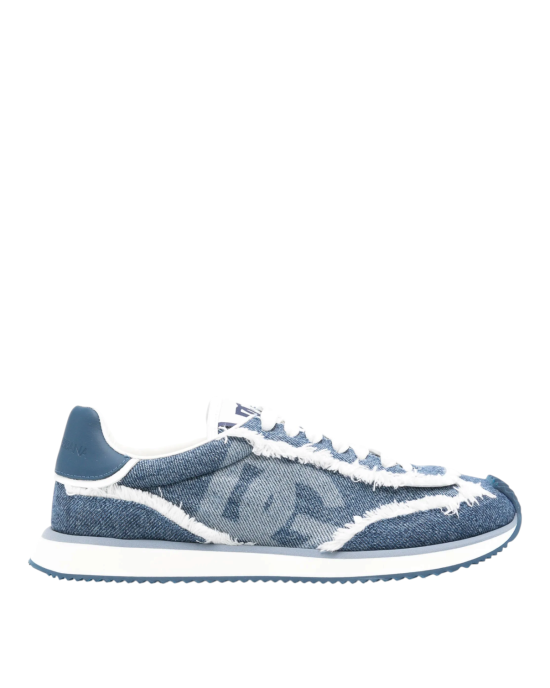 Dolce & Gabbana – Pantofi sport Aria DG albaștri, cu detalii din piele