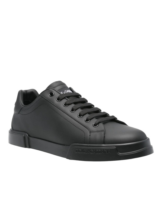 Dolce & Gabbana Portofino  Pantofi sport negri din piele nappa