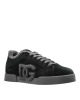  Dolce & Gabbana – Pantofi sport negri din piele întoarsă, căptușiți cu blană de miel