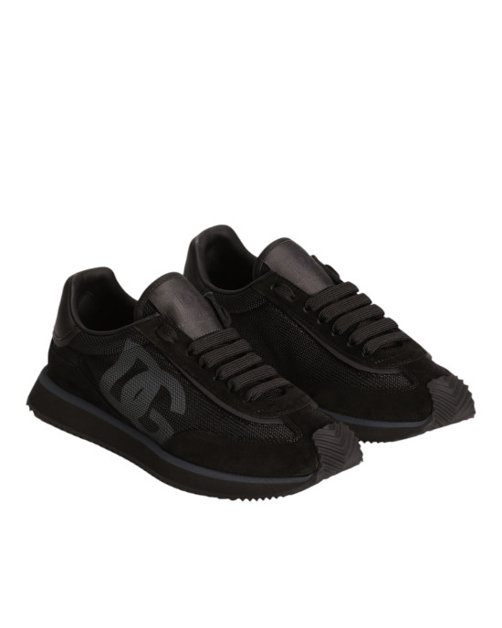 Dolce & Gabbana DG Cushion – Pantofi sport negri din piele întoarsă și material textil