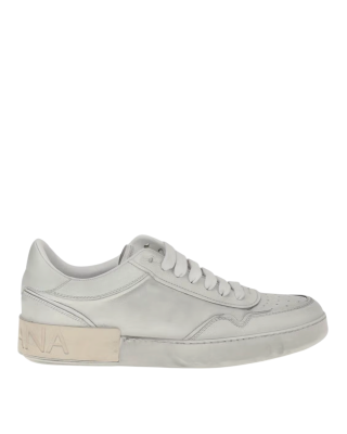  Dolce & Gabbana – Pantofi sport Portofino din piele albă, cu efect vintage