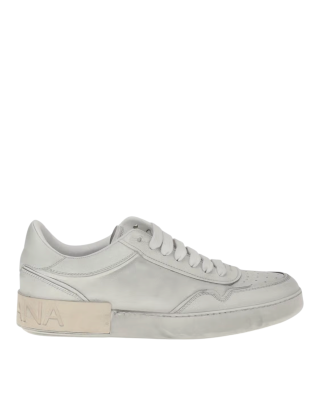  Dolce & Gabbana – Pantofi sport Portofino din piele albă, cu efect vintage