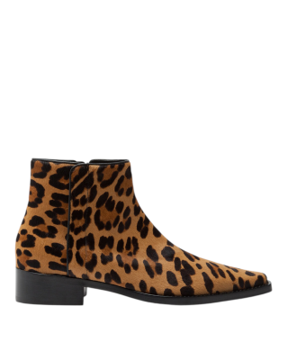 Dolce & Gabbana – Botine Zanzara din piele cu păr, cu imprimeu leopard