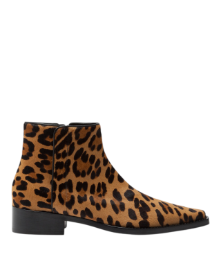 Dolce & Gabbana – Botine Zanzara din piele cu păr, cu imprimeu leopard
