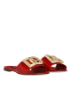 Dolce & Gabbana – Papuci roșii cu logo DG auriu