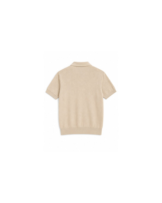 Filippo De Laurentiis – Tricou polo bej pentru bărbați, cu fermoar și textură reliefată