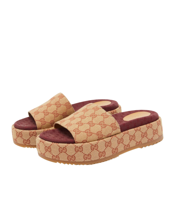 Gucci Beige GG Canvas Platform Flat 