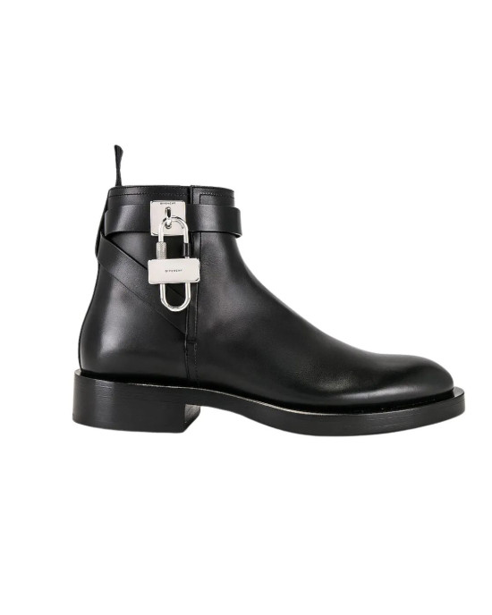 Givenchy Lock Ankle Boot negru  piele premium, lacăt 4G, stil urban lux statement.