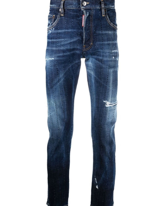DSQUARED2 gem-embellished distressed blugi 