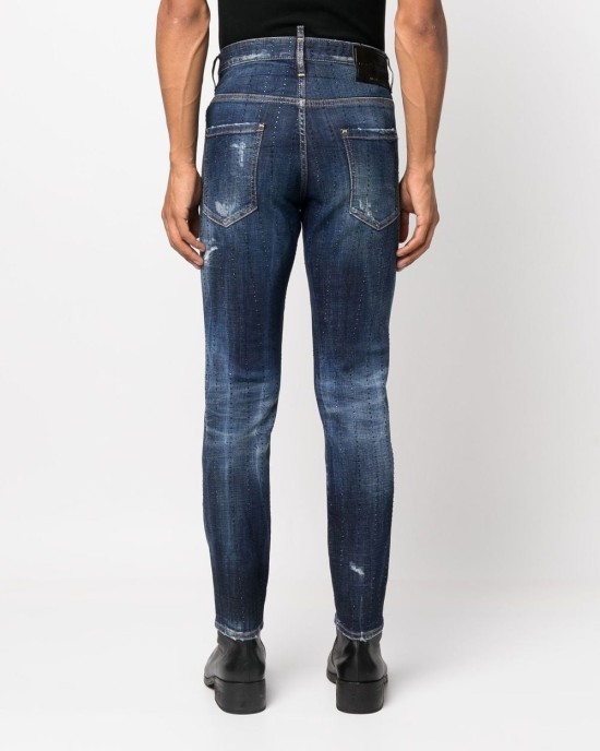 DSQUARED2 gem-embellished distressed blugi 