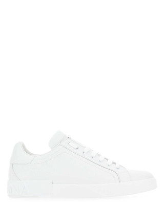 *DOLCE & GABBANA White leather Portofino sneakers