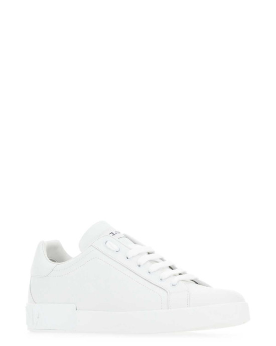 *DOLCE & GABBANA White leather Portofino sneakers